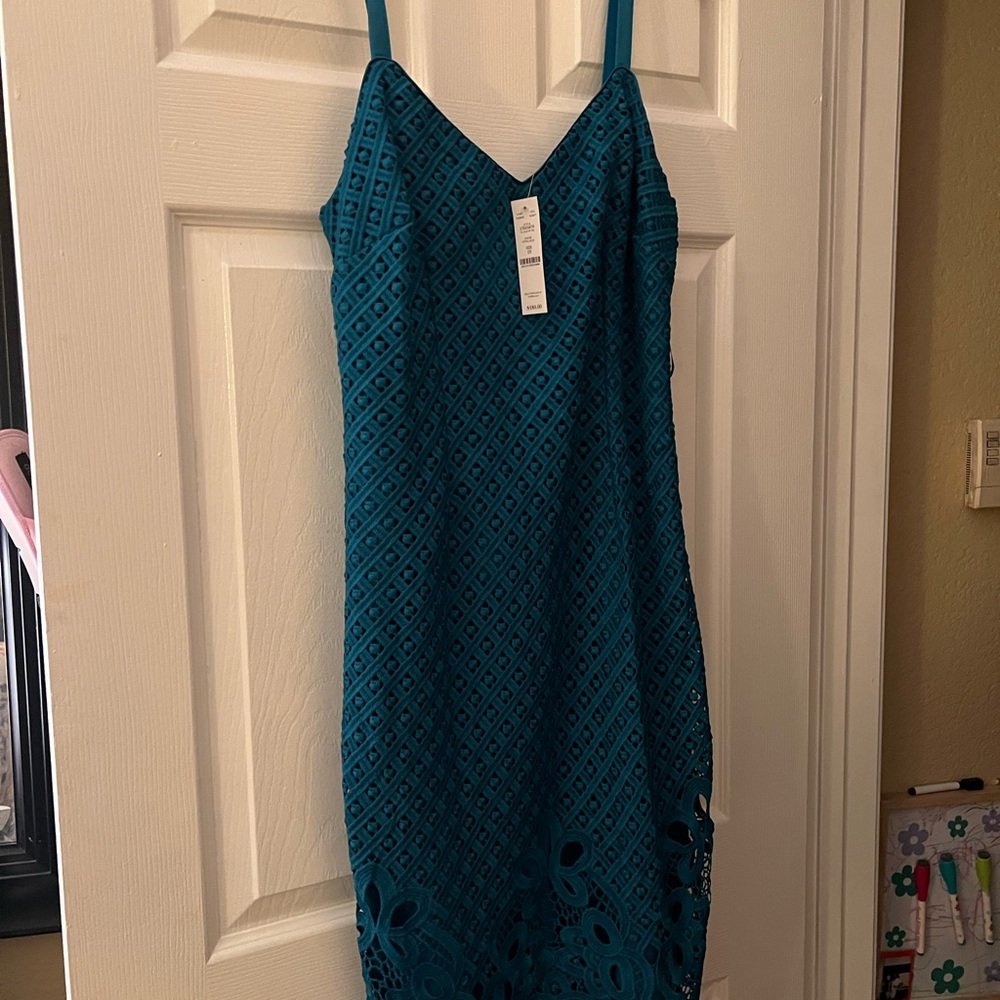 Elegant Teal Lace Dress